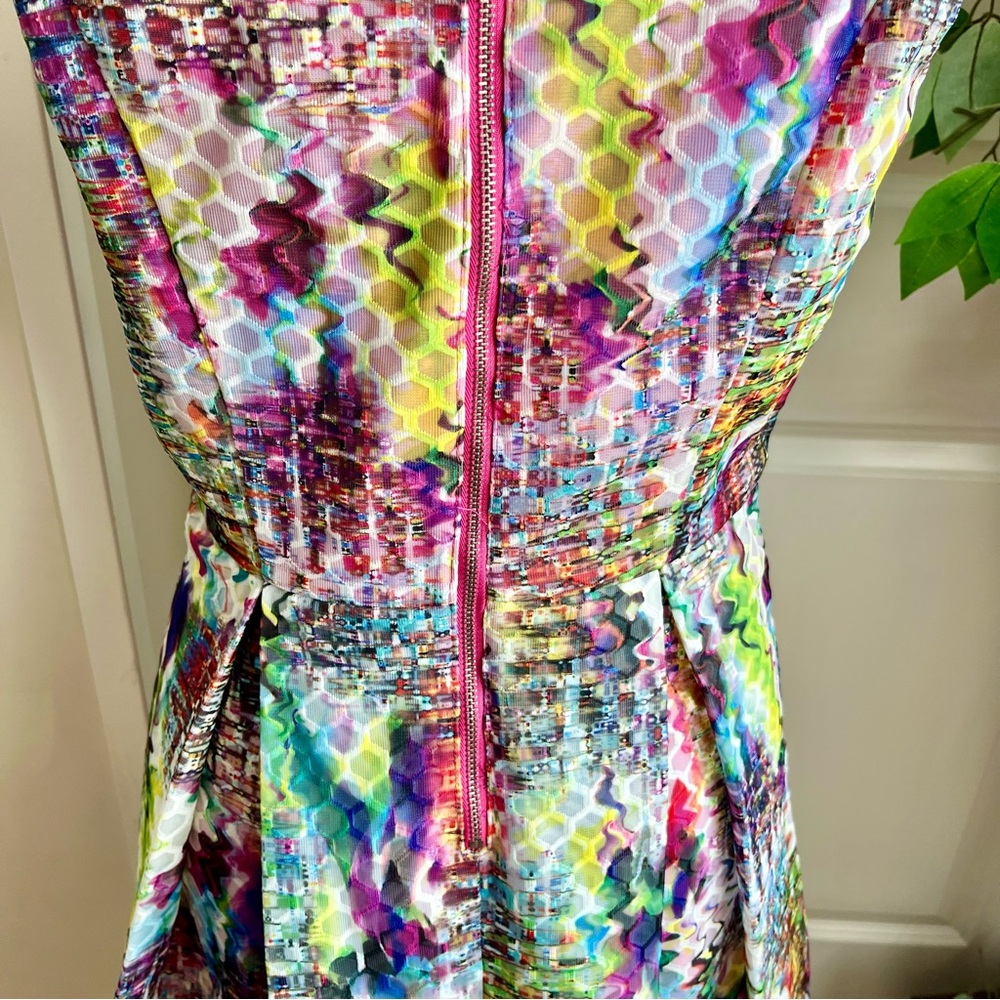 NY & Co Sleeveless Fit & Flare Art Print Dress Pink Sz 8P - Picture 14 of 16